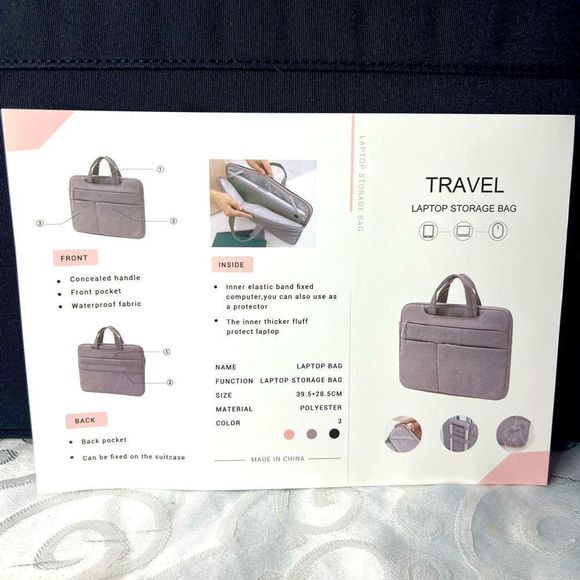 NWT Travel Laptop Bag (Black) - Picture 3 of 4